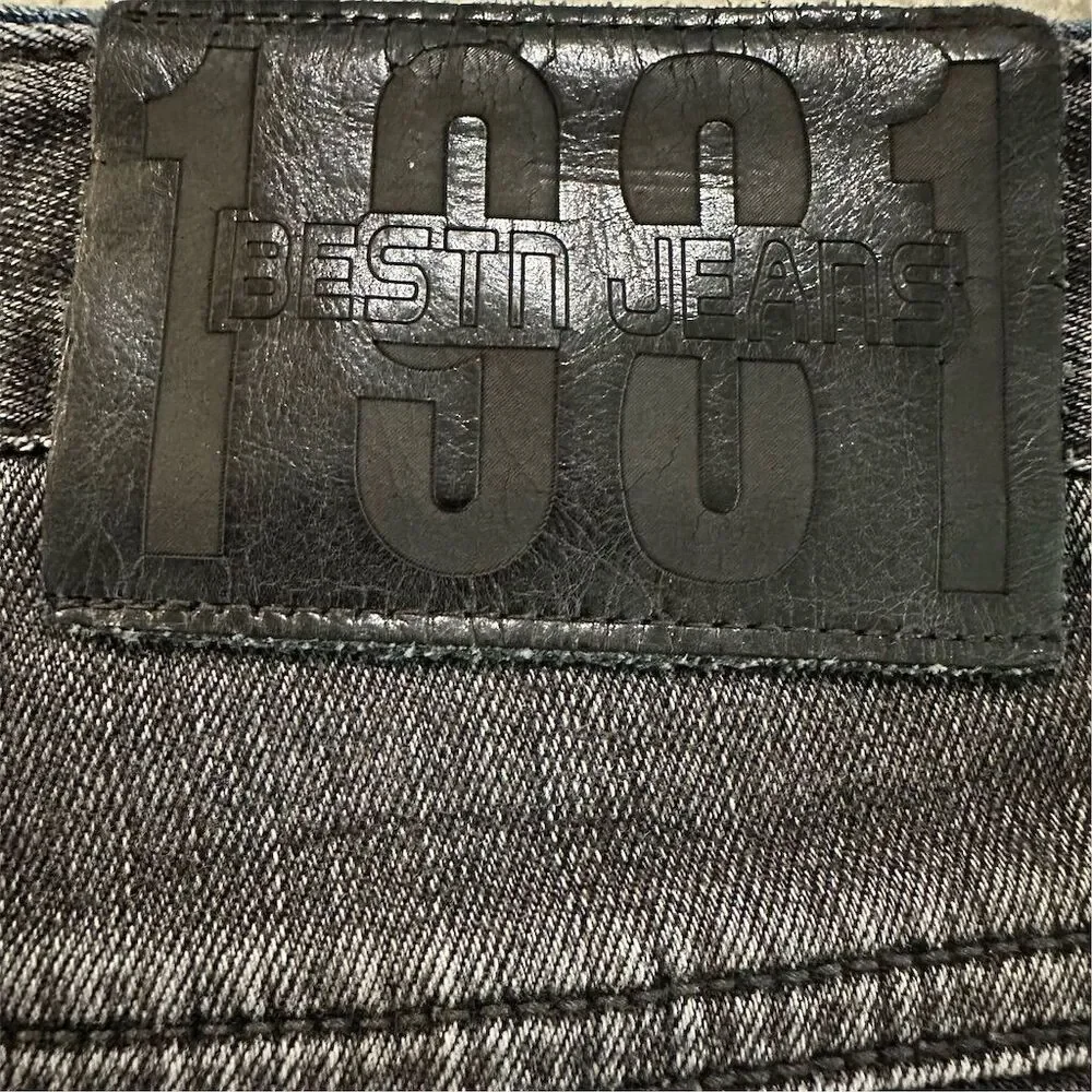 Bestn‎ Men's Slim Fit Black Faded Jeans Size 34 Denim 5-Pocket